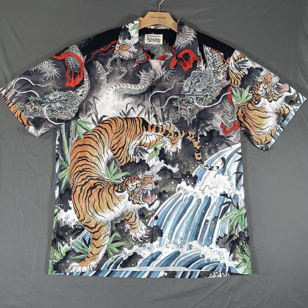 Wacko Maria The Guilty Parties Paradise Tokyo Hawaiian Shirt Men XL Tiger Dragon